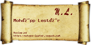 Mohápp Lestár névjegykártya